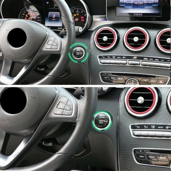 Real Carbon Fiber Car Engine Start Button Sticker Cover For Benz C W205 2015-18
