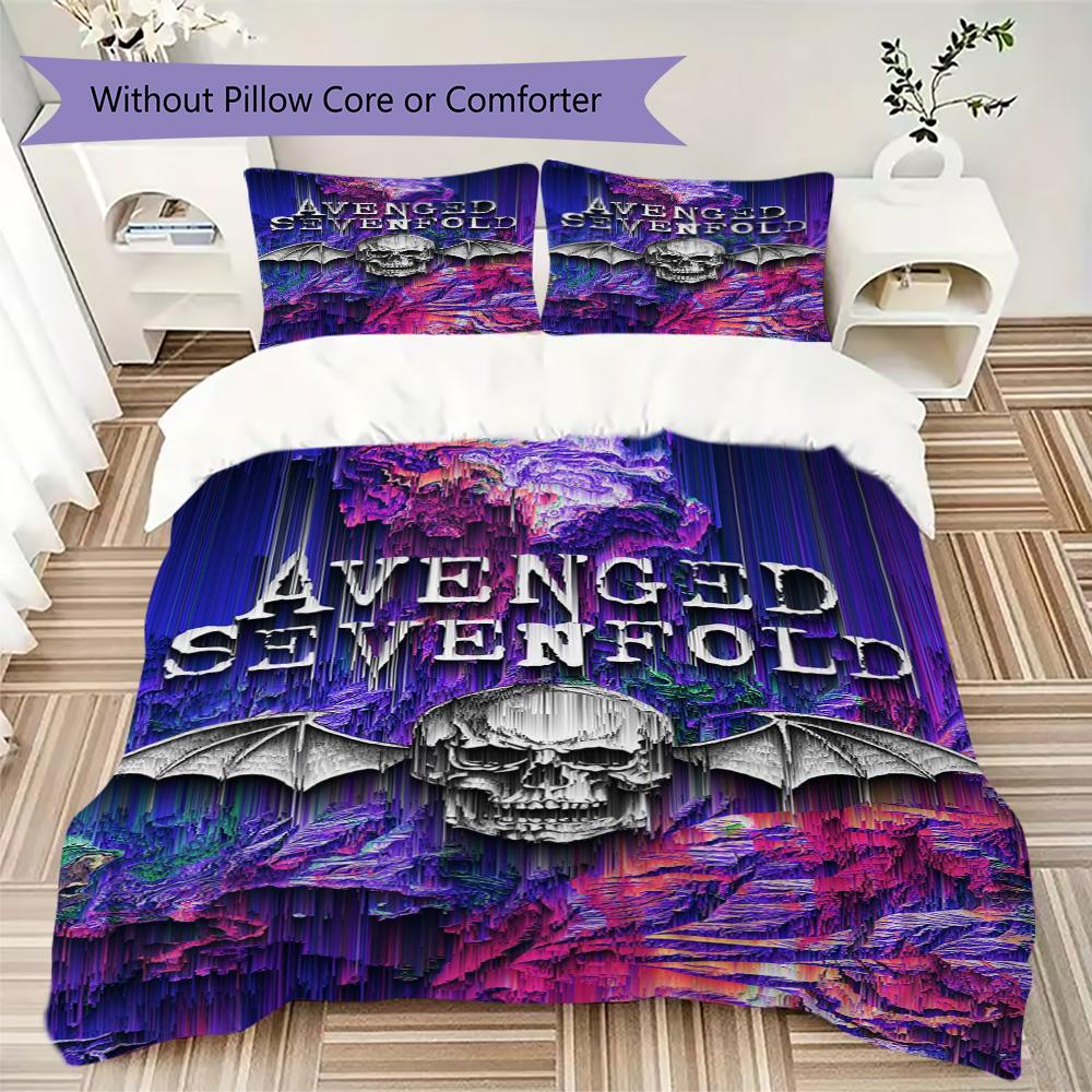Avenged Sevenfold Pattern Bedding,Quilt Set Quilt Cover Pillowcase Home Birthday Gift (1*duvet cover+2*pillowcase,without core)SSJT0917545