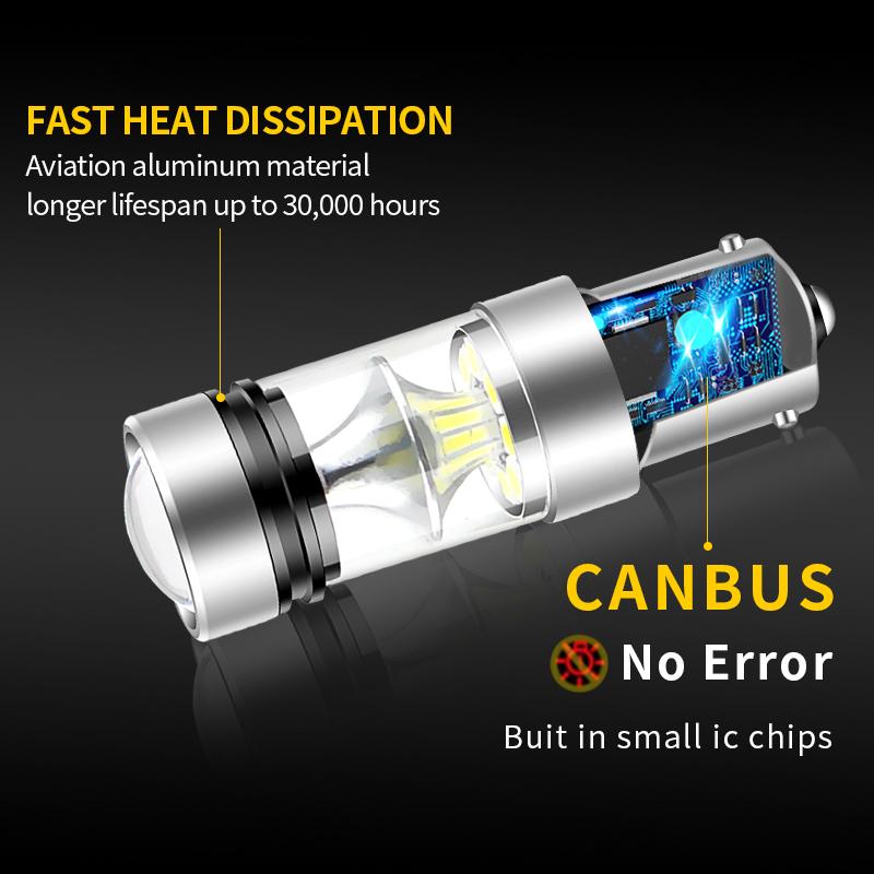 2PCS LED Bulb 1156 BA15S P21W 1157 BAY15D P21/5W BAZ15D P21/4W 3157 P27/7W T25 7443 W21/5W T20 Brake Reverse Turn Signal Lights