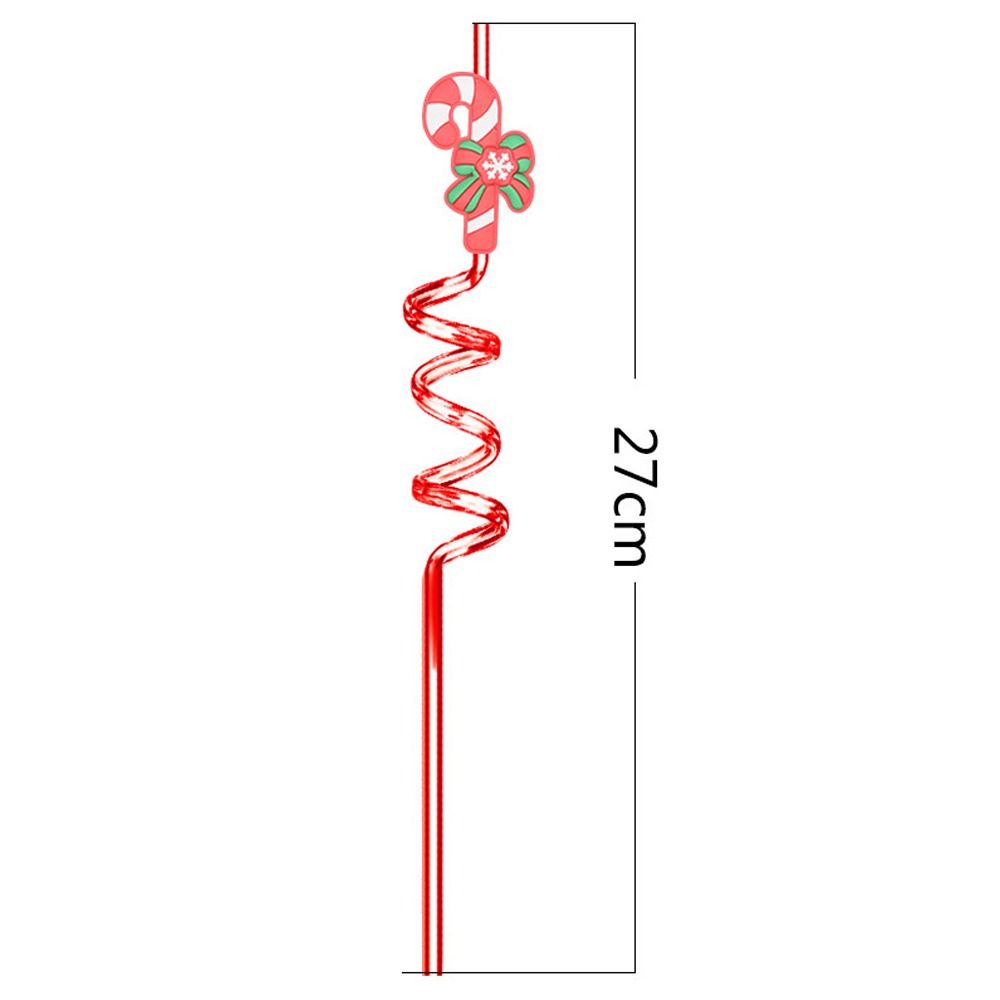 Spiral Christmas Plastic Straw Food Grade Christmas Party Decor Christmas Cartoon Straw  Children