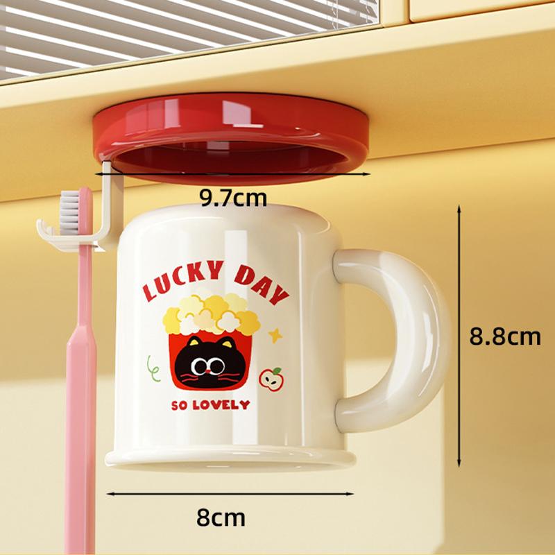 

Magnetic Toothbrush Holder, No Holes, Wall-mounted, Drain-mounted, Cup, Home Bathroom Storage Set, Dopamine