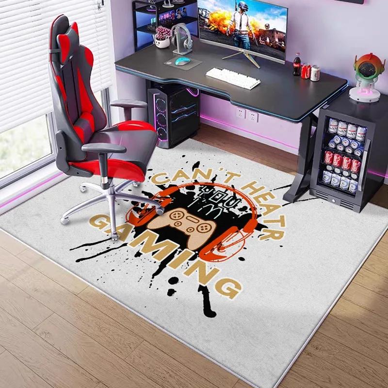 Gamingzimmer Teppich Rutschfest Schmutzabweisend Verschleißfest Bodenmatte Controller-Muster Schlafzimmerteppich Große Größe Heimdekorationsmatten