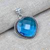 Blue Topaz Natural Gemstone Jewelry  Handmade Pendent 925 Solid Sterling Silver For Wedding Gift