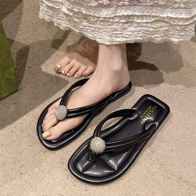 Fashion Rubber Flip Flops Slippers Women Summer Glitter Slides Beach Shoes Fashion Hawaiian Soft Jelly Sabot Luxury Casual Crystal