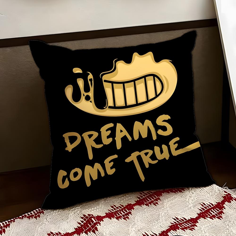 BBendy and Tthe Ink MMachine Cushion Cover Reversible Soft Durable Pillow Cover Home  Car MultiScene Use for Daily Comfort