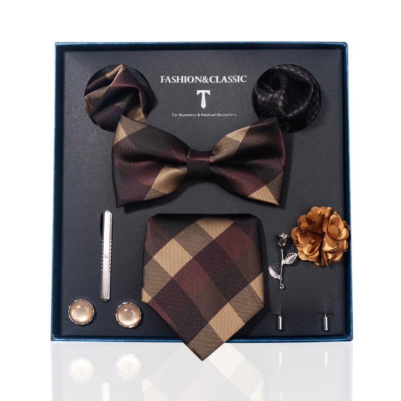 Luxury Groom Tie, Pocket Square & Boutonniere Gift Set for Weddings