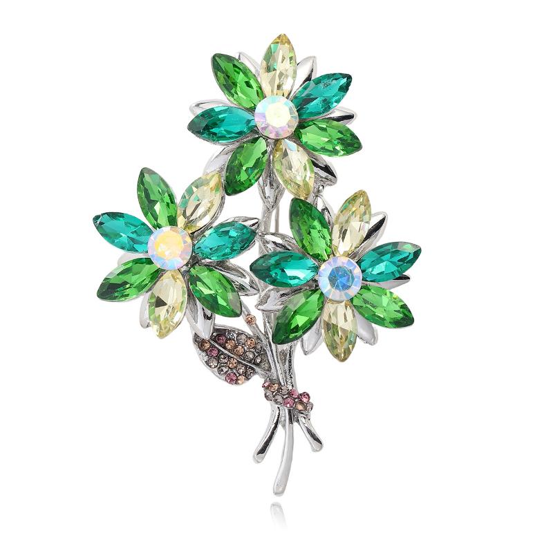 Mode Minimalistisk Strass Kristall Blomma Brosch För Kvinnor Kläder Smycken Accessoarer