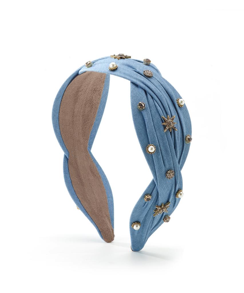 Findelise Signature Étoile Crystal Denim Hairband