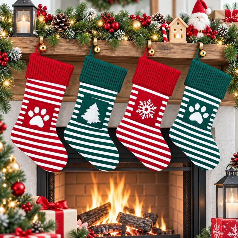 Christmas Pet Stocking Dog Cat Xmas Hanging Decor Gift Bag Holiday Party