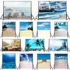 Sommer Meeresstrand Fotografie Hintergrund Tropischer Ozean Palme Sand Malerischer Hintergrund für Fotostudio Porträt Videoaufnahme Party Dekoration Requisiten