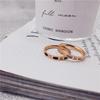 Korean Style Rose Gold Rhinestone Shell Tail Ring - Colorful Titanium Steel Finger Accessory for Women