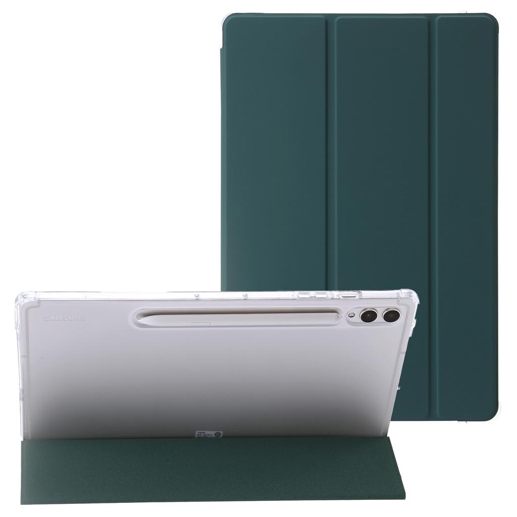 Pro Samsung Galaxy Tab S10+ Pouzdro Skládací Stojan Kůže+TPU+Akryl Průhledná Zadní Strana Kryt na Tablet