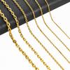 1.6/2.4/3/4/5mm Mens and Women Cut O Chain Gold Color Plated Stainless Steel Oval Rolo Necklace Choker Metal Jewelry Accessories