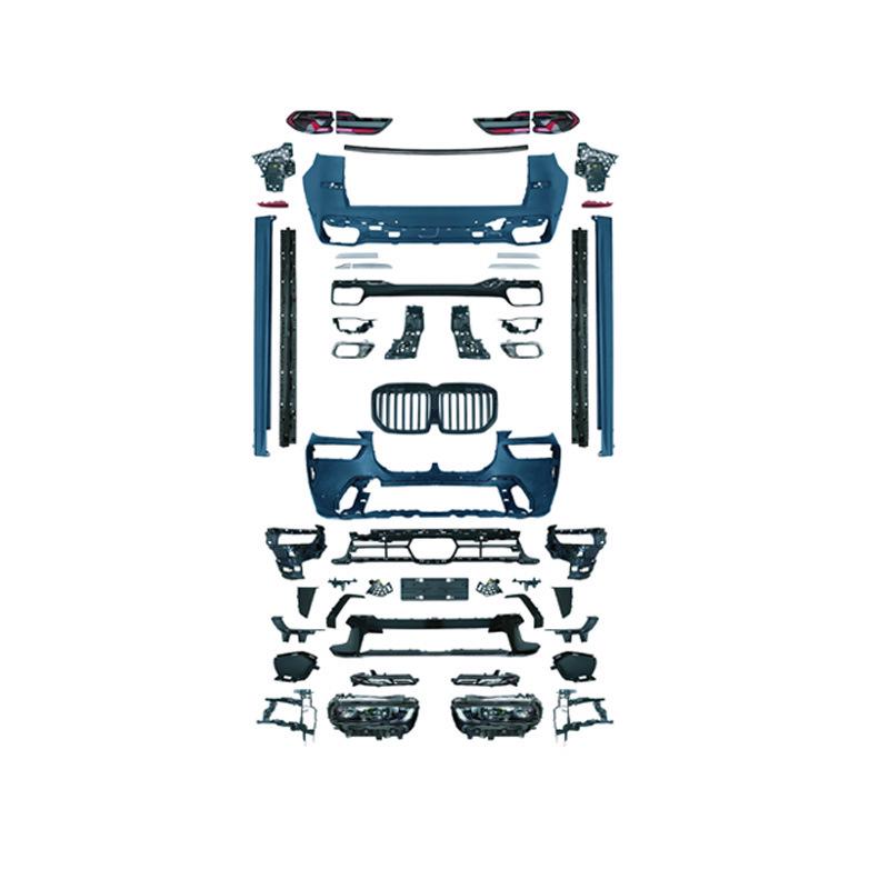 BMW X7 Custom Body Kit: Includes Front/Rear Bumpers, Headlights, Taillights, Side Skirts, and MT Version.