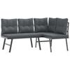 8 Piece Garden Seating Set with Cushions Black Steel