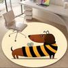 1pc Bee Dog Dachshund Office Round Area Rug, Under Office Chairs Bedroom Living Room Home Decor, Room Deco