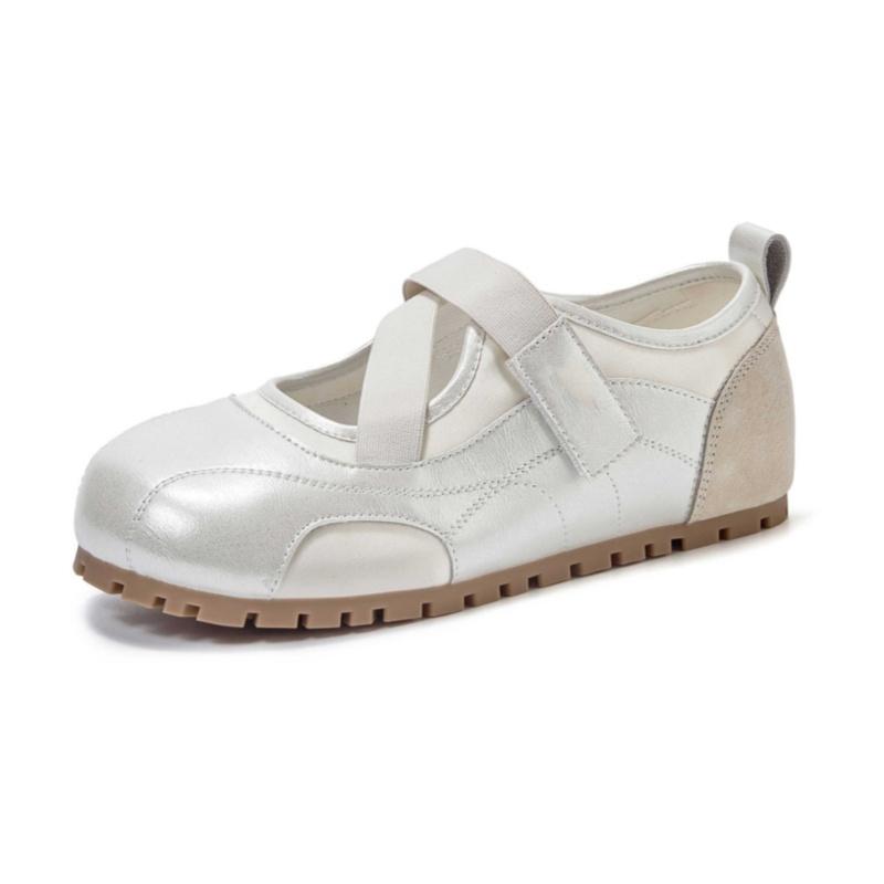 Women's Elegant Flat Shoes 2025 Mary Jane Summer New Ballet Style Trainer Shoes Breathable Soft Sole Round Toe Casual Shoes