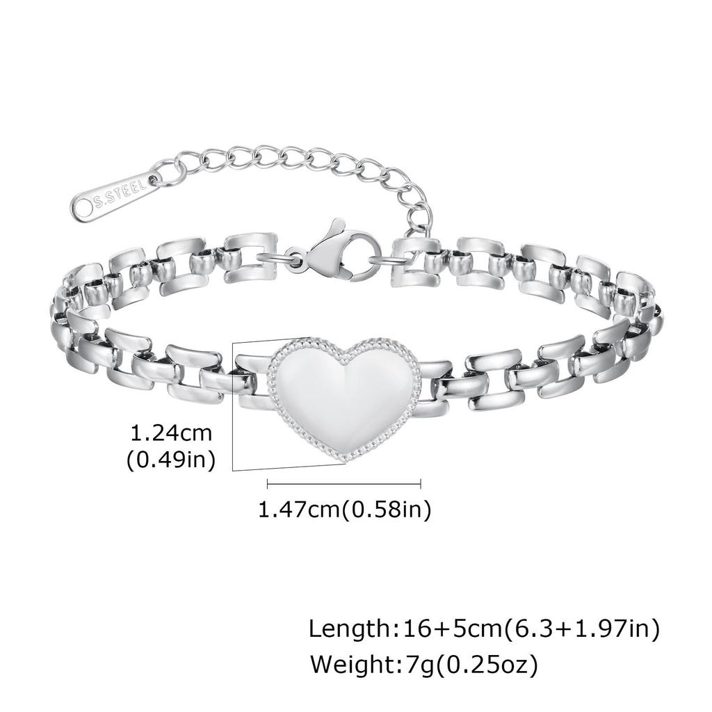 Quanxi Women's Heart-Shaped Gold Bracelet: Stainless Steel Jewelry Watch Strap