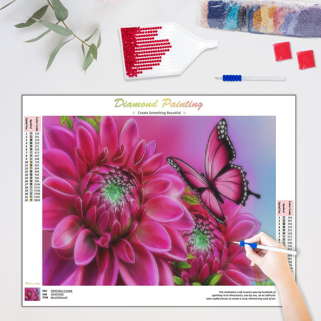 5D Diamond Painting Flower Embroidery Cross Stitch Kit Rose Full Round Diamond Handmade Pcture Of Rhinestone For Home Decors 30x40cm/12x16inch