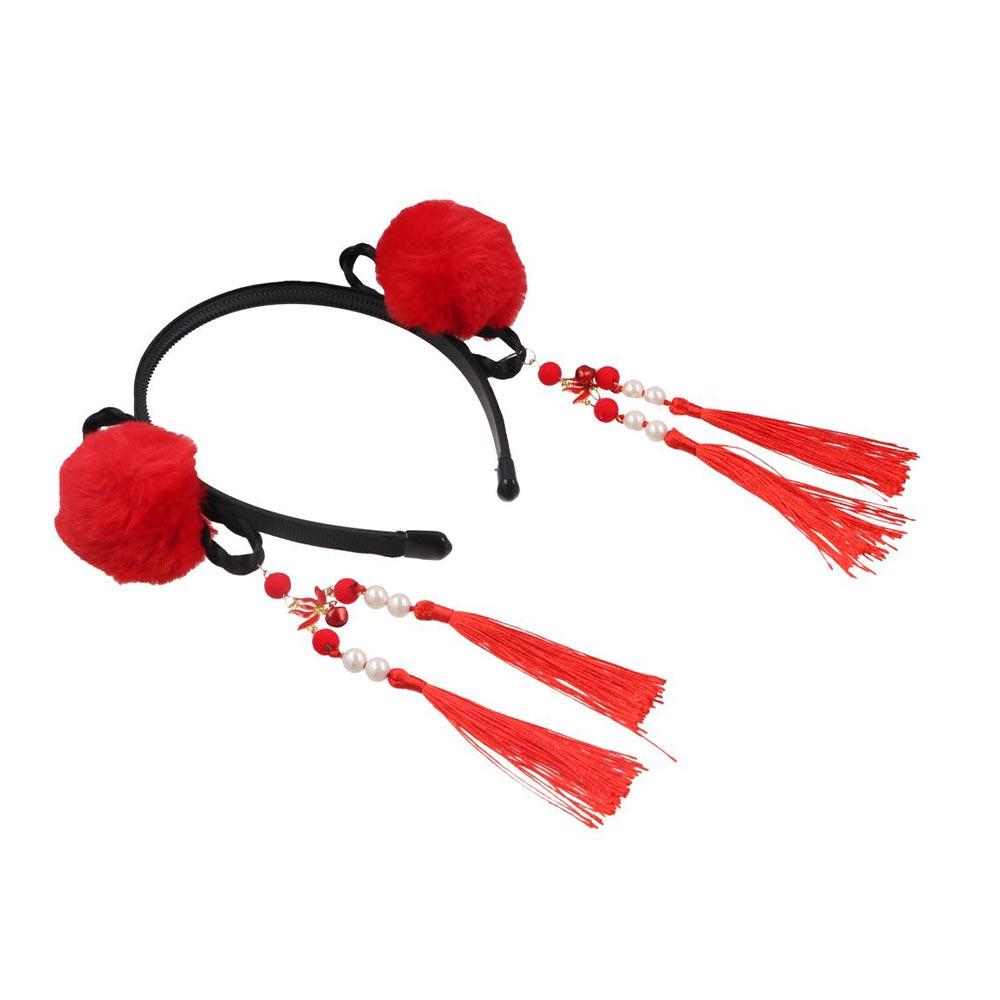 Pearl Bow Flower New Year Headress Chinese Style Hair Band Hanfu Hair Hoop Children's Headband