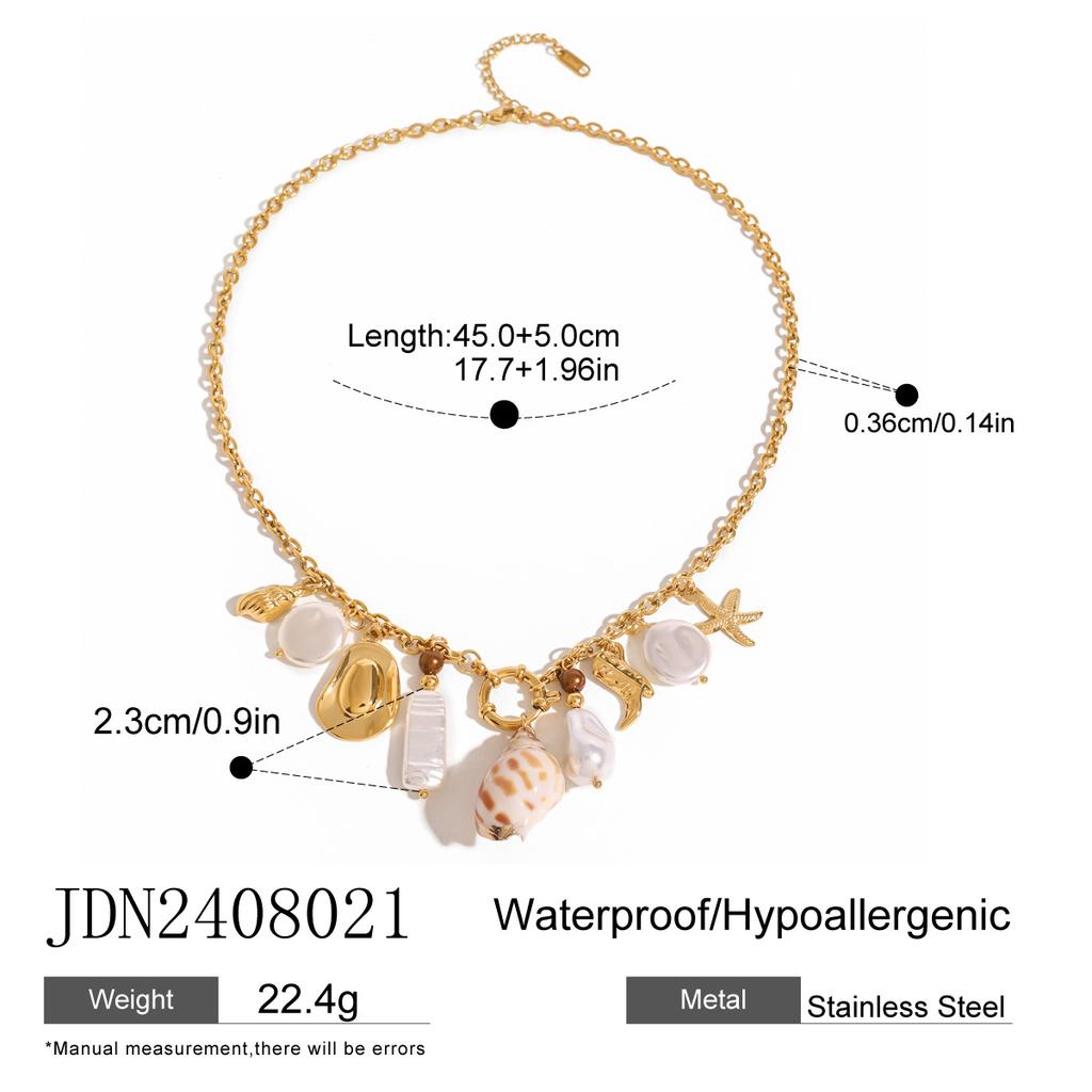 Titanium Steel Shell Necklace - Luxurious and High-end Beach Vacation Style Collar Chain - Stainless Steel Accessory