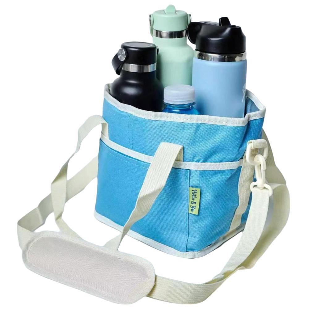 Insulated Water Bottle Holder With Strap Reusable Tumbler Carrier Multiple Compartment Adjustable Drink Holder Cold Drinks