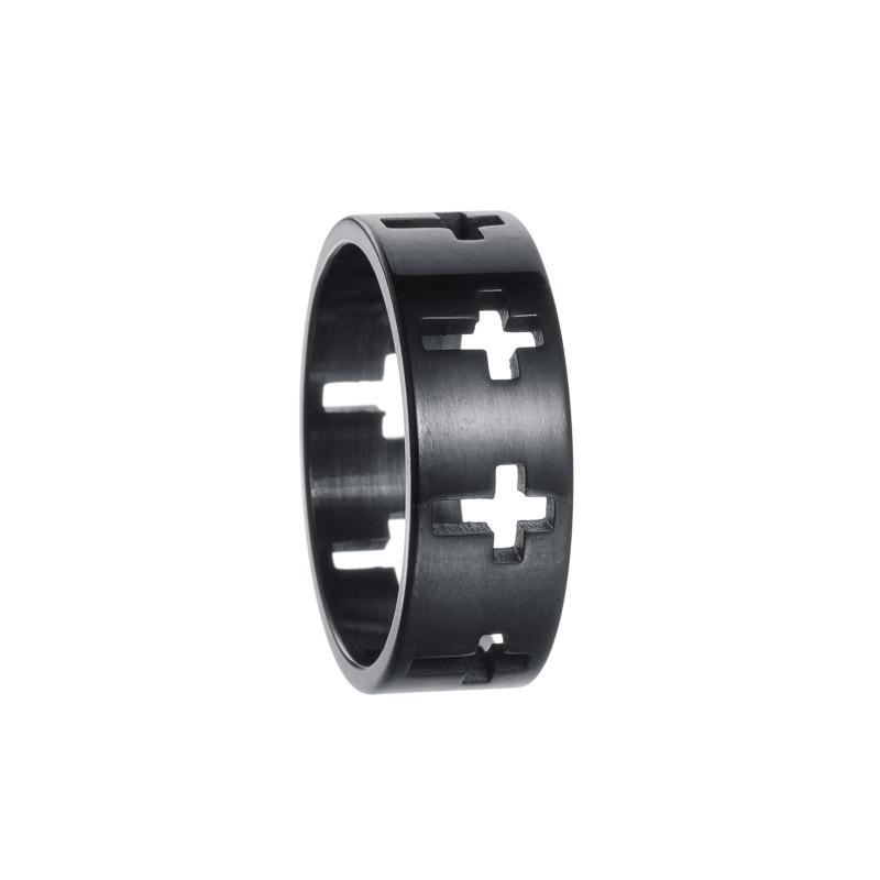 

Simple and Fashionable Men s Jewelry Jewelry Hollow Titanium Steel Ring no. 12 чорний