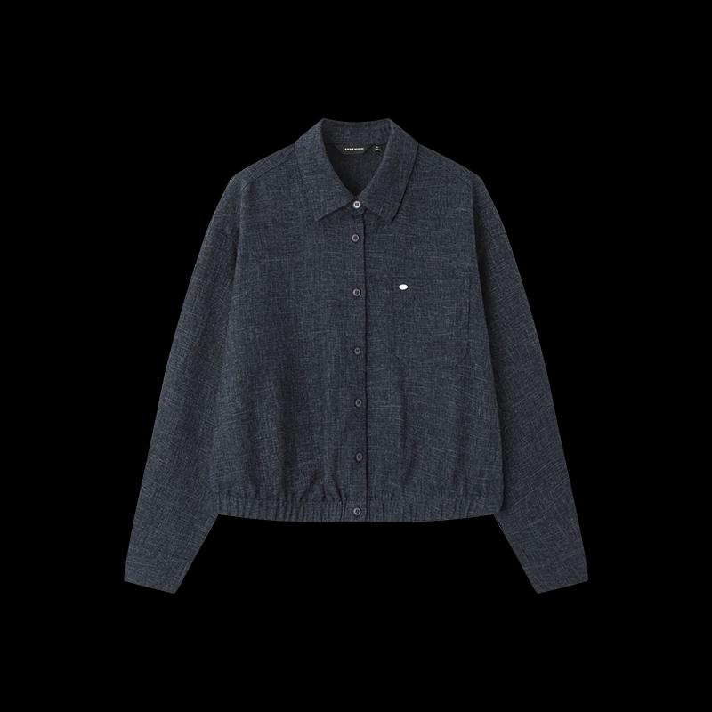 Paper-Feel Wrinkled Cotton Casual Shirt Jacket