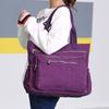 Solid Color Multi Pocket Zip Handbag Nylon Shoulder Storage Bag CLE