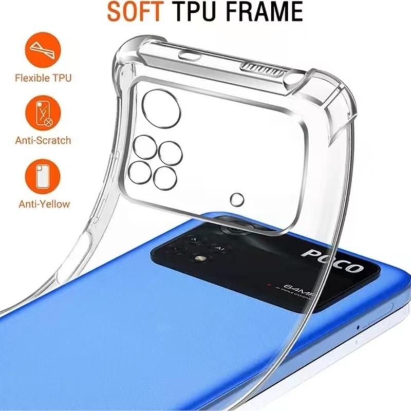 Thick Air-Bag Silicone Clear Phone Case For Xiaomi Poco X2 X3 NFC X4 Pro X4 GT X5 X6 X7 Pro C50 C55 C61 C65 Transparent Cover