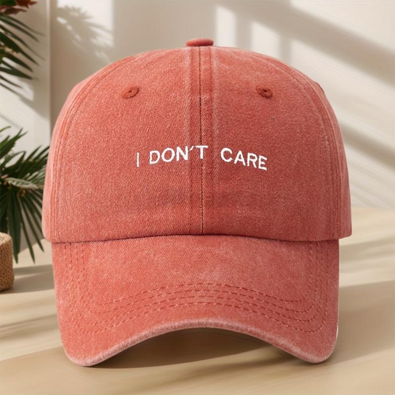 I DONT CARE Letter Embroidery Baseball Cap Classic Washed Vintage Duckbill Cap Soft SweatAbsorbing Breathable Hat Individual S