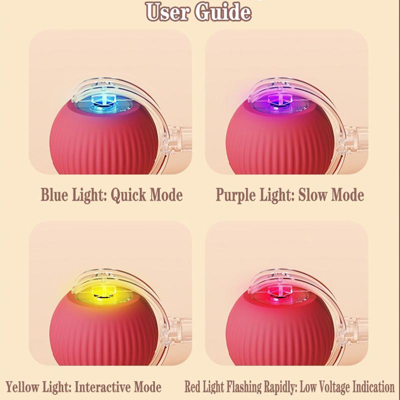 Cat Interactive Electric Toy Automatic Rolling Ball with Faux Tail - Rechargeable Smart Pet Training Toy for Dog & Cat to Imitat