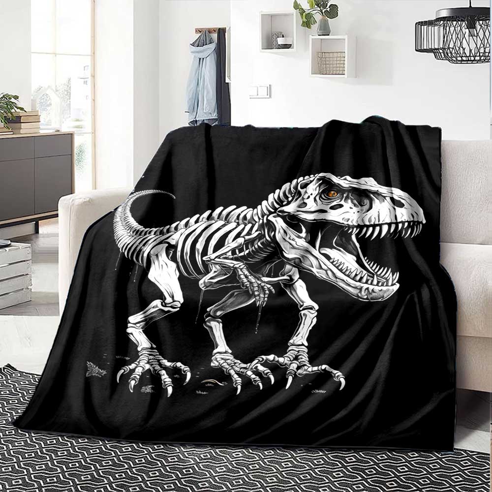 Dinosaur Fossil Display Cozy Blanket Soft Warm Cozy Perfect for Sofa Couch Office Bed Picnics for All Occasions Modern Style Unique Accessory Y3