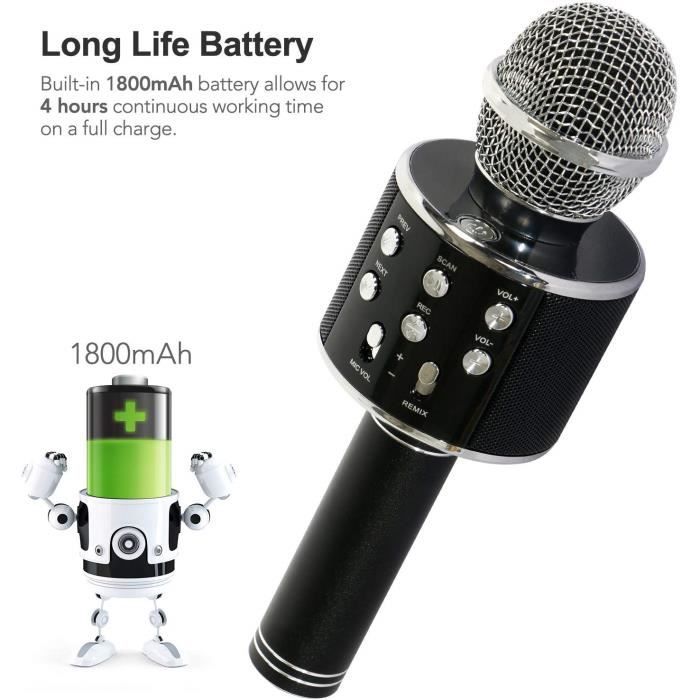 Microphone Karaoke Sans Fil Bluetooth Karaoké,Avec Haut-Parleur Pour Les Adultes d'Enfants Partie Ktv à La Maison(Black)