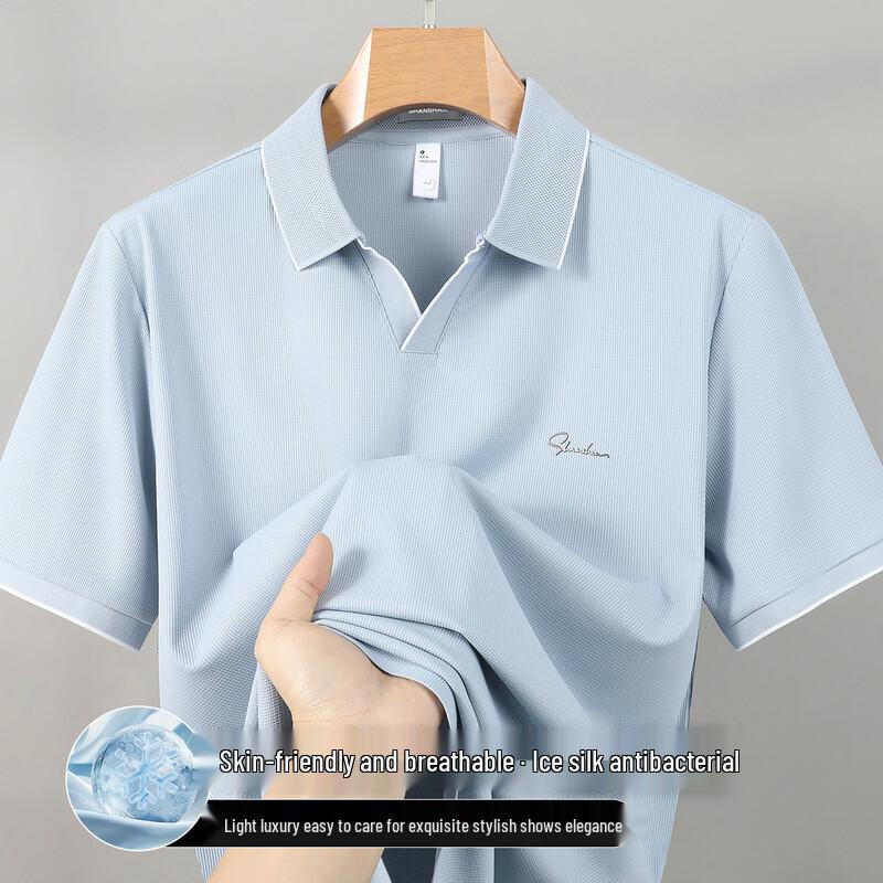 SHANSHAN Men s Ice Cool Breathable Short-Sleeve Polo Shirt XL