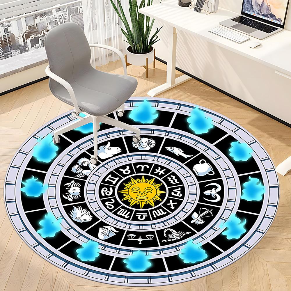 

1pc Horoscope Wheel Chair Carpet for Office, Soft Comfortable Mat For Office, Living Room, Bedroom, Machine Washable Carpet yy251112065 80cm by 80cm