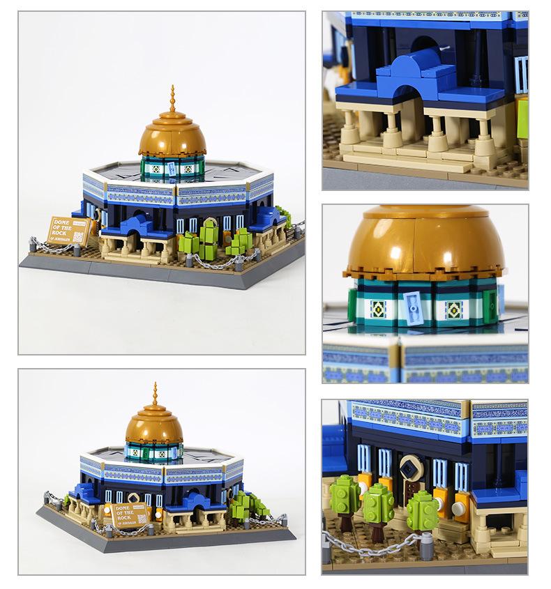 Non-Toxic Dome Rock Mosque Building Blocks World City Building Model World Famous Architecture Assemble Toys For Children Adult Gifts 983Pcs