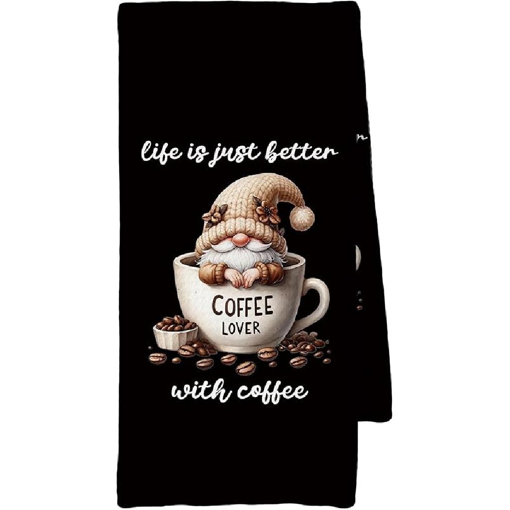 Coffee Kitchen Towels, Coffee-themed Gifts for Women Men Girls, Bar Decor Accessories, 16x24 Inch