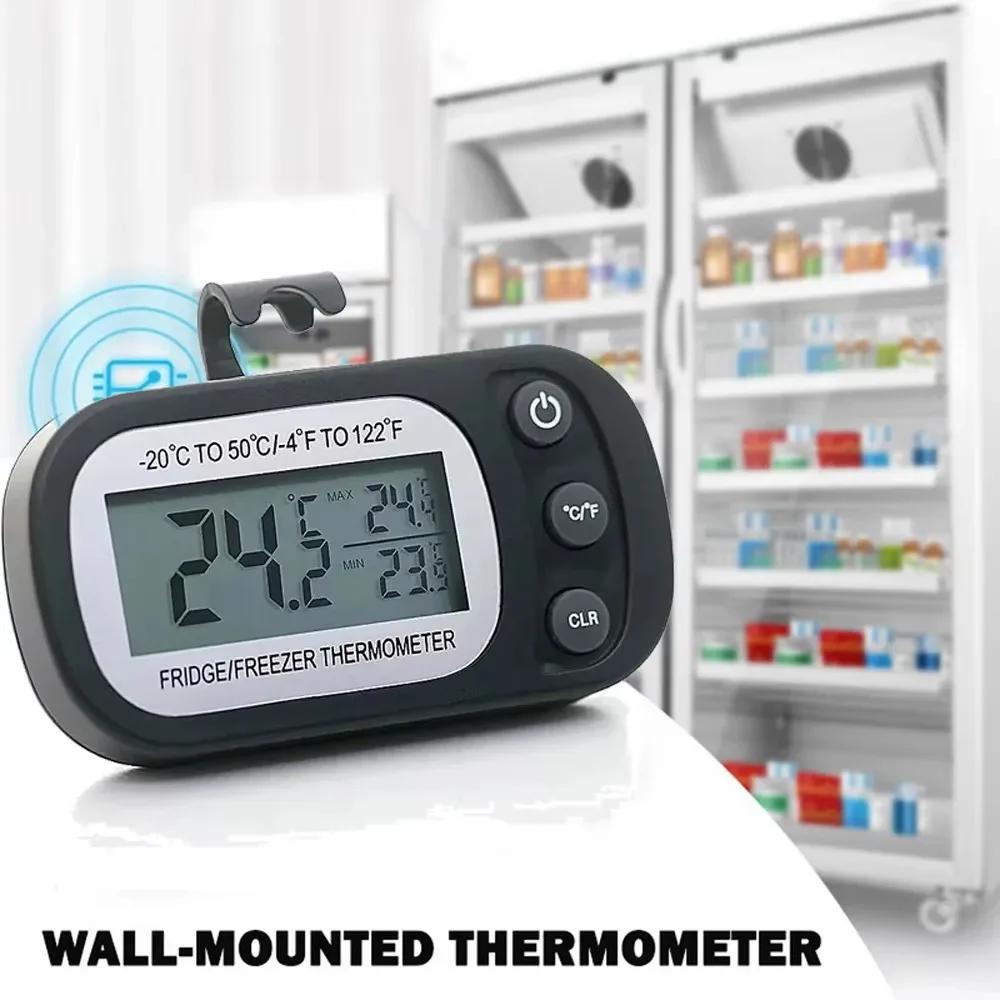 Digital Frigerator Thermometer Fridge And Freezer Thermometer With Large LCD Screen Stand For Room Kitchen