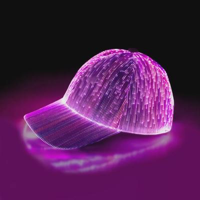 LED Fiber Optic Luminous Party Hat - Black & White Flashing Baseball Cap for Couples