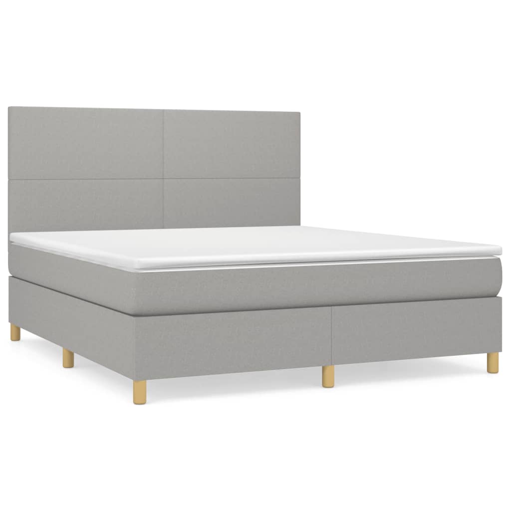Box Spring Bed with Mattress Light Grey 160 x 200 cm Fabric