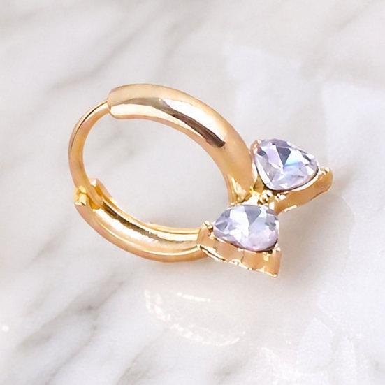 1 Pair Women Circle Earrings, Bow Design Zinc Alloy Earrings with Transparent Cubic Zirconia, Goddess Style Earrings for Daily Wear Work Party