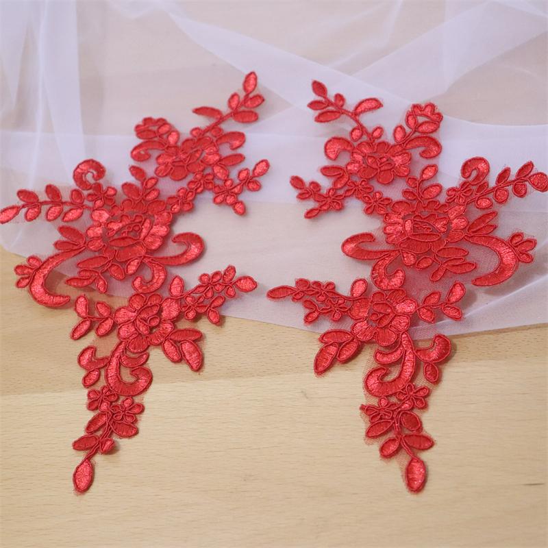 10 -20 Pcs Wedding Dress Lace Trim Patch Applique Lace Fabric DIY Bride Hair Accessory White Red Black Sew Decoration RS356