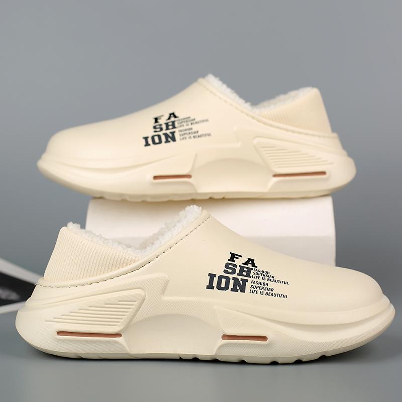 New Winter Men's Warm Slippers Cotton Slippers Outdoor Indoor Warm Shoes Waterproof Men Women Home Bedroom Plush Warm Slippers