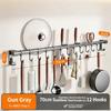 Stainless Steel Kitchen Hook Rack No Drill Wall Mount Storage Rail for Pot Lid Knife Spatula & Spoon Multi-functional Kitchen Organizer