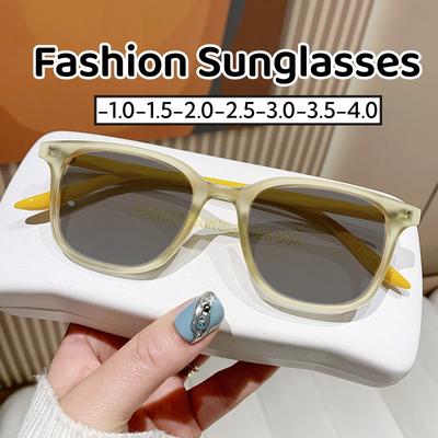 Men Women New Fashion Myopia Sunglasses Unisex Retro Square Frame Minus Eyeglasses Classic Outdoor Goggle Shades Eyewear