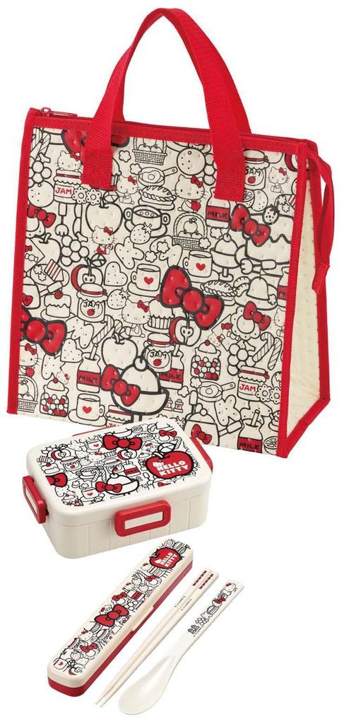 Skater Lunch X 27 Sanrio Hello Food Bag, Non-woven Fabric, Insulated, 26.5 Cm, Kitty, Red, FBC1-A