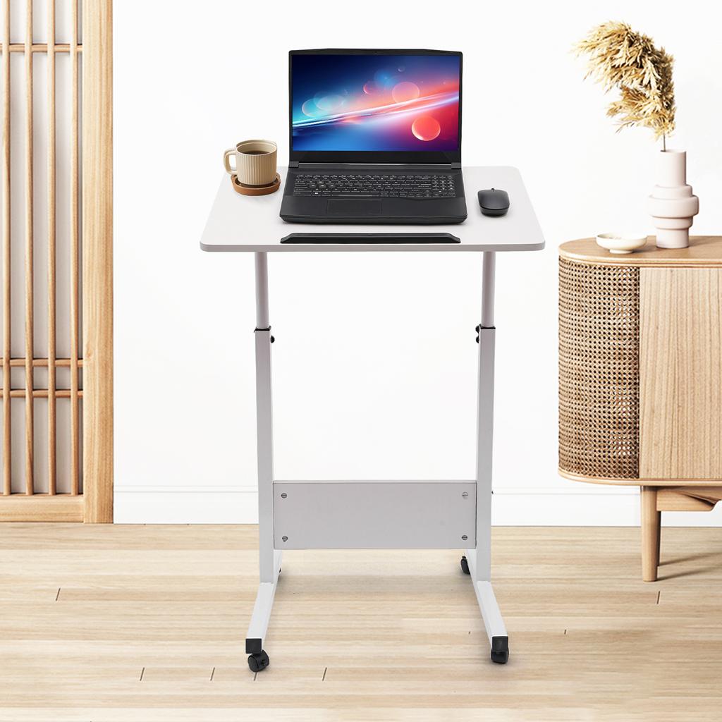 Adjustable Height Standing Desk, Portable Laptop Desk with Rolling Computer Stand MDF, Carbon Steel for Office, Living Room