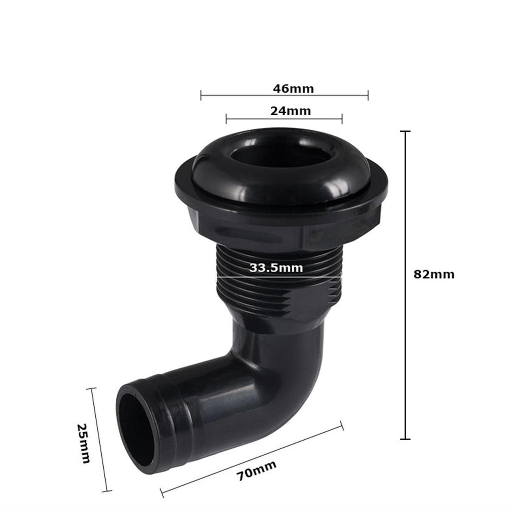 Universal ABS Water Bilge Sewage Outlet 90 Degree Drainage Deck Hose Connector for Marine Boat RV Plumbing System