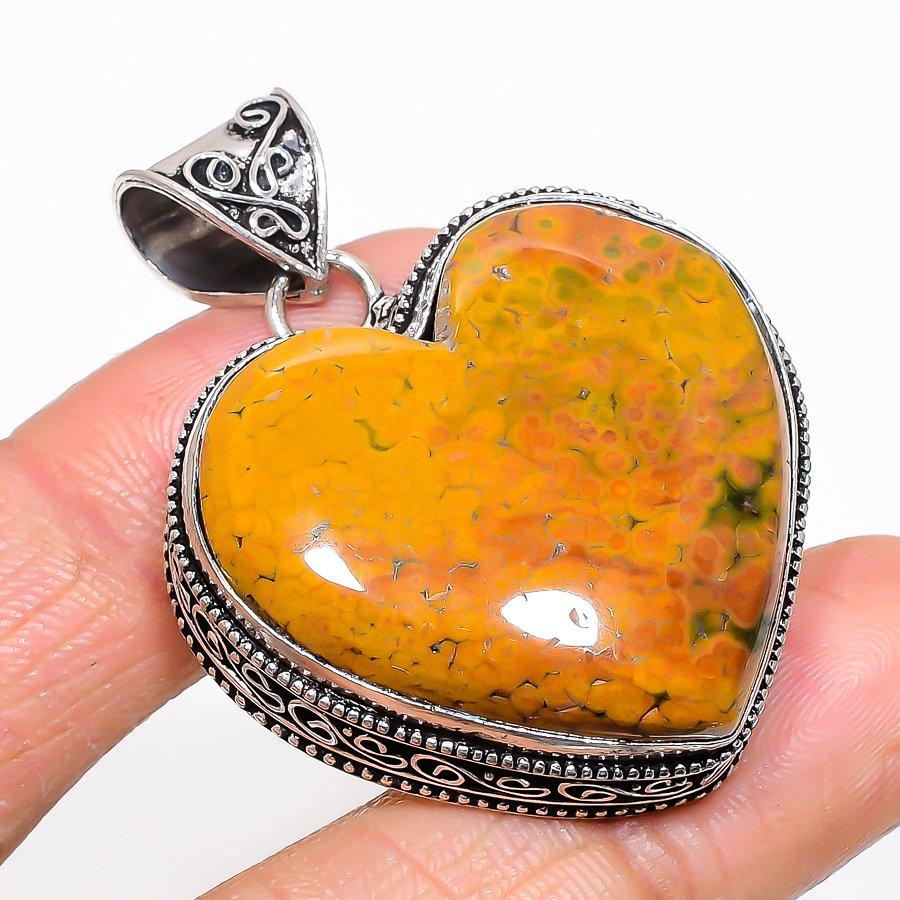 Natural Ocean Jasper Gemstone 925 Sterling Silver Jewelry Pendant 1.89  l9U48